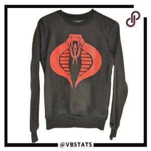 HUDSON Outerwear Cobra G.I Joe Black Red Mesh Pullover Sweatshirt Size Small